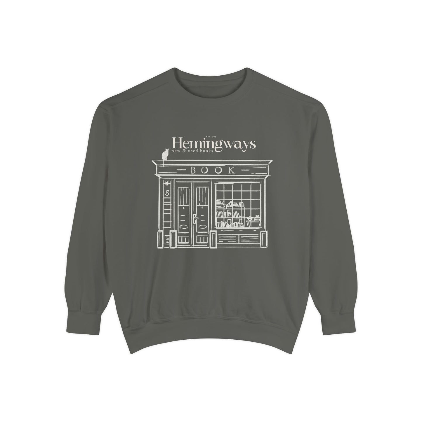 Hemingway's Bookstore Sweatshirt - Cozy Unisex Garment-Dyed Pullover