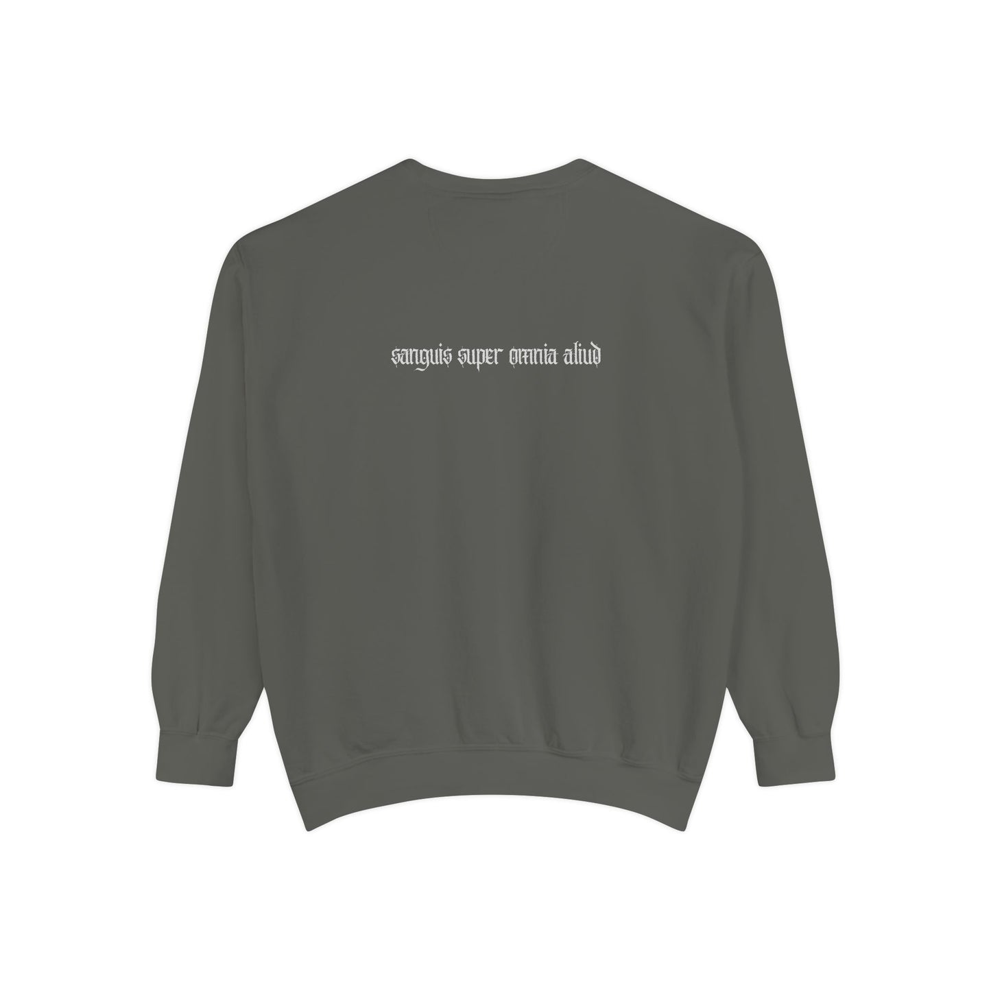The Wraith of Aeternalis Unisex Garment-Dyed Sweatshirt - Graphic Streetwear with Edgy Quotes