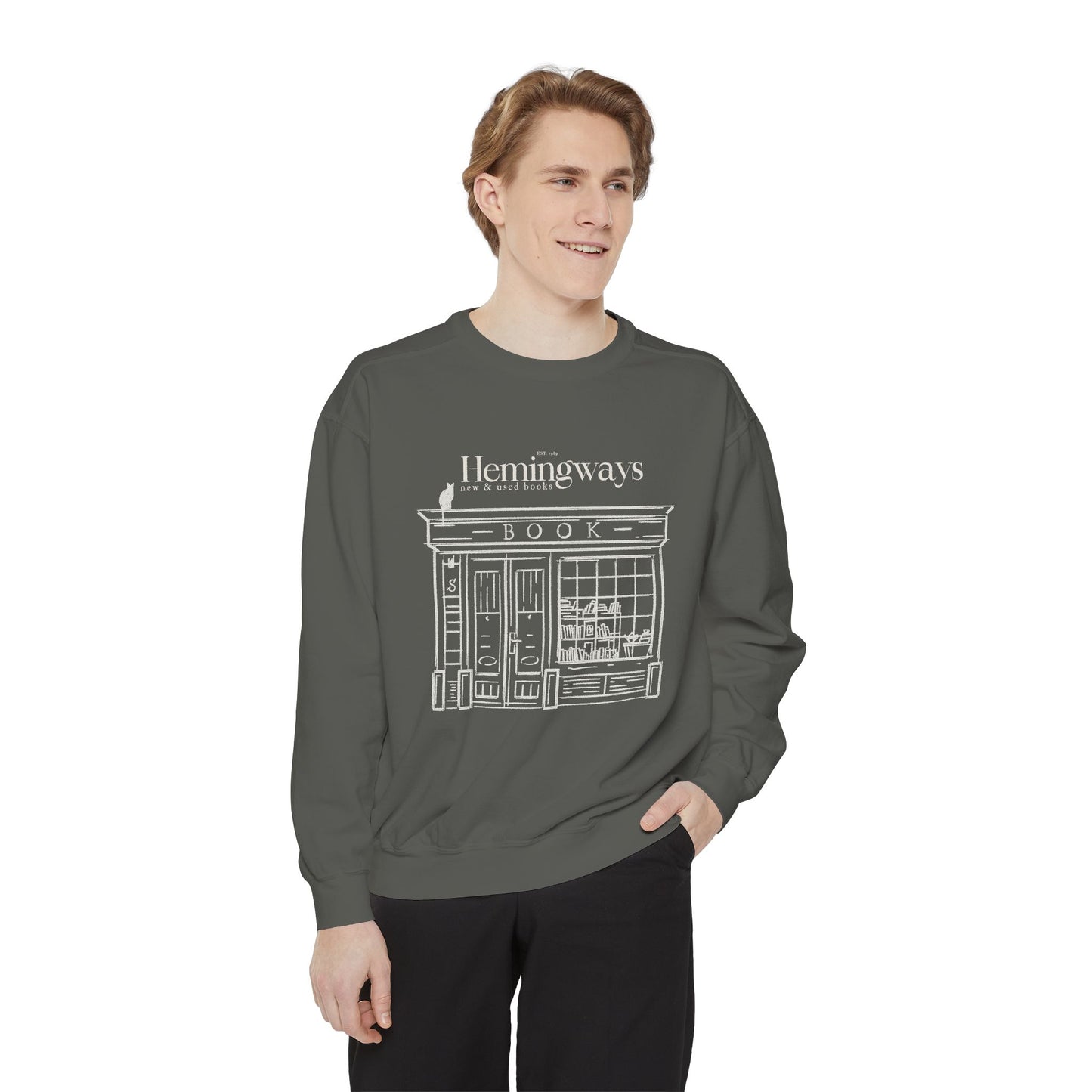 Hemingway's Bookstore Sweatshirt - Cozy Unisex Garment-Dyed Pullover